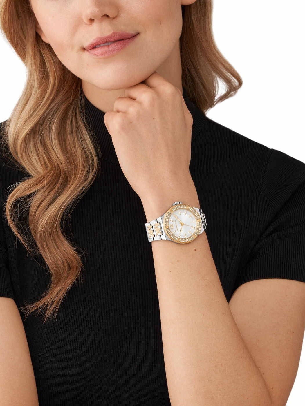 Michael Kors Lennox Pavé Two-Tone Logo Watch