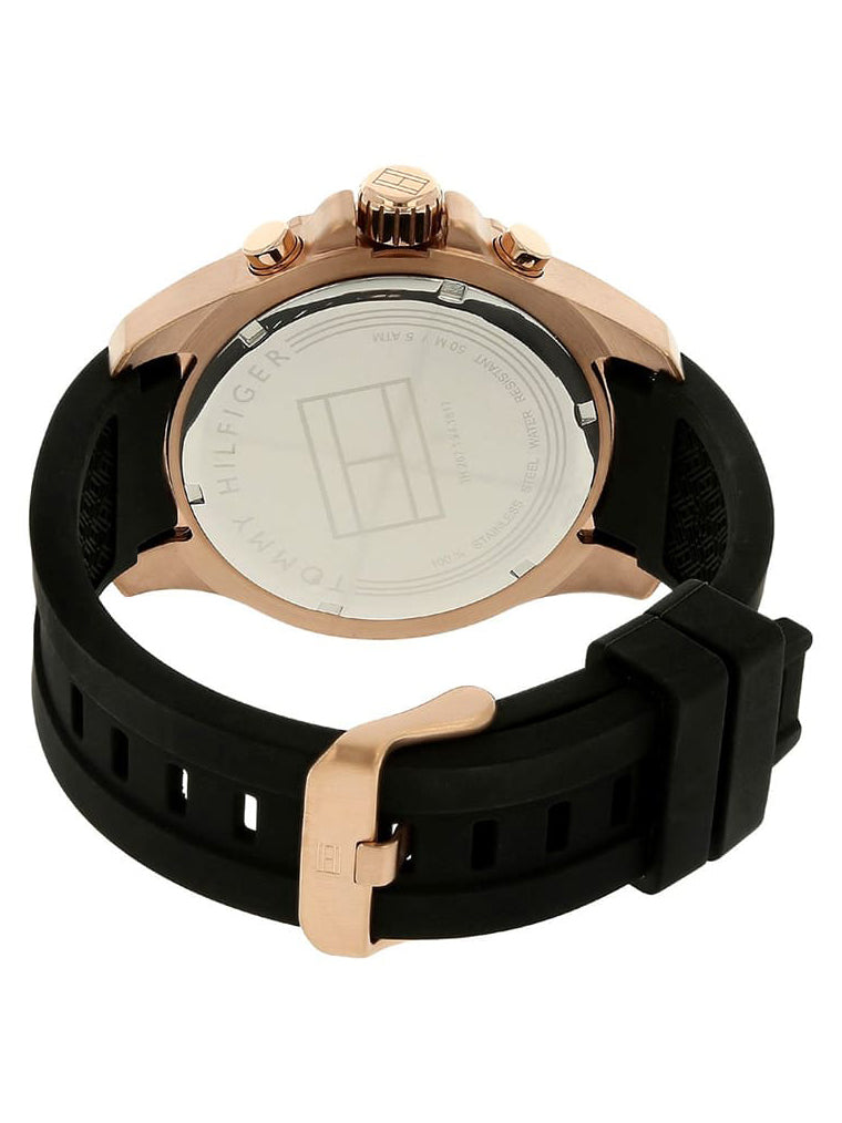 Tommy Hilfiger Sport Multifunction Black Dial Black Rubber Strap Watch For Men