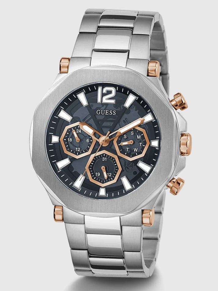 GUESS Mens Silver Tone Multi-function Watch, GW0539G1