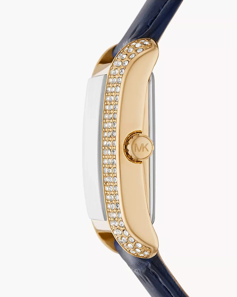 Montre Emery de Michael Kors à trois aiguilles, en cuir façon croco, bleu marine, MK2982