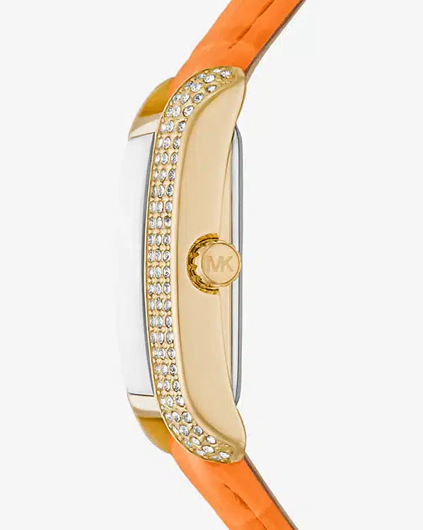 Montre Emery en cuir gaufré à pavé de ton or et à motif de crocodile,MK2983