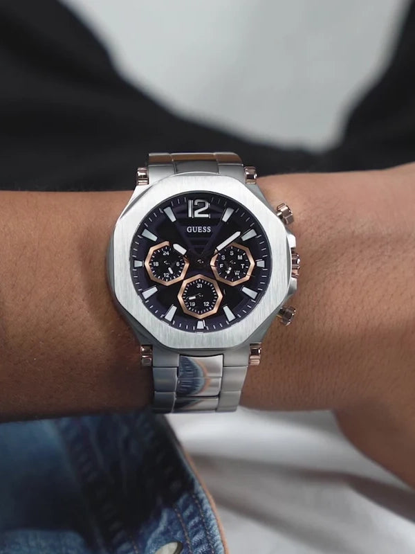 GUESS Mens Silver Tone Multi-function Watch, GW0539G1