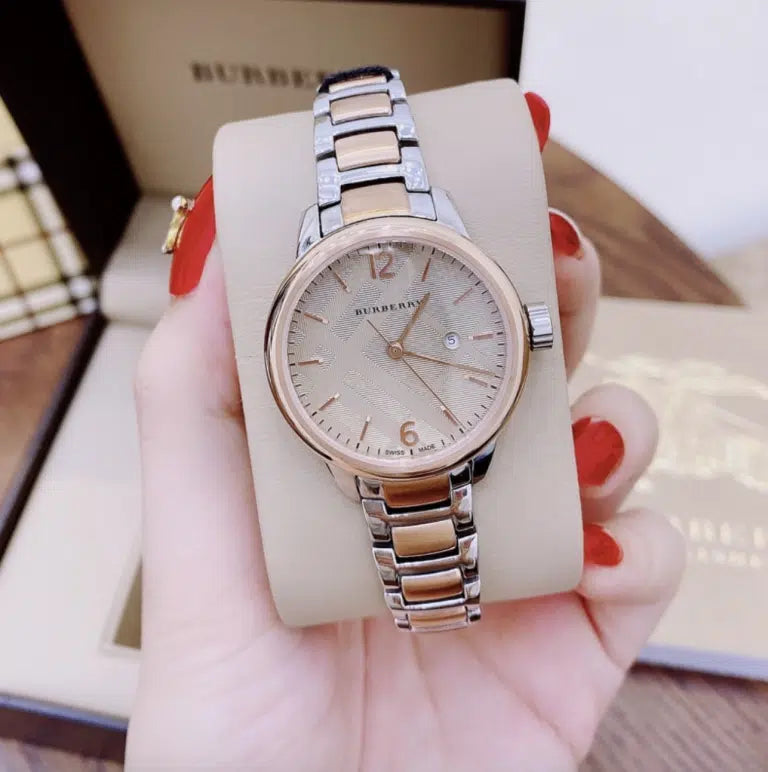 burberry ladies watch swiss classic two tone