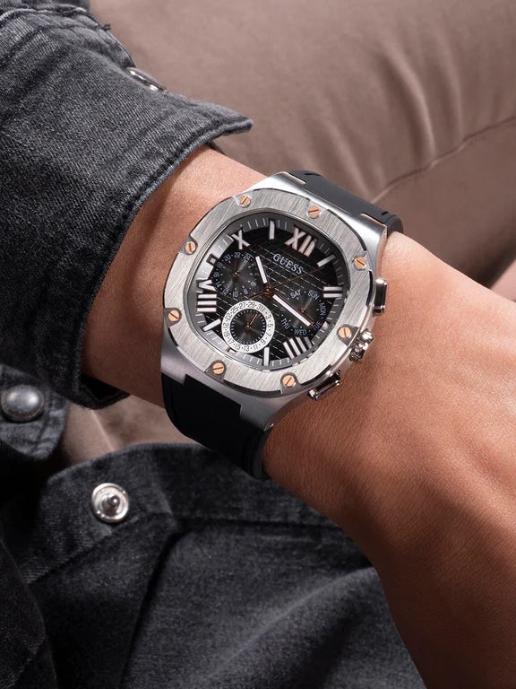 GUESS Mens Burgundy Gunmetal Multi-function Watch, GW0571G1