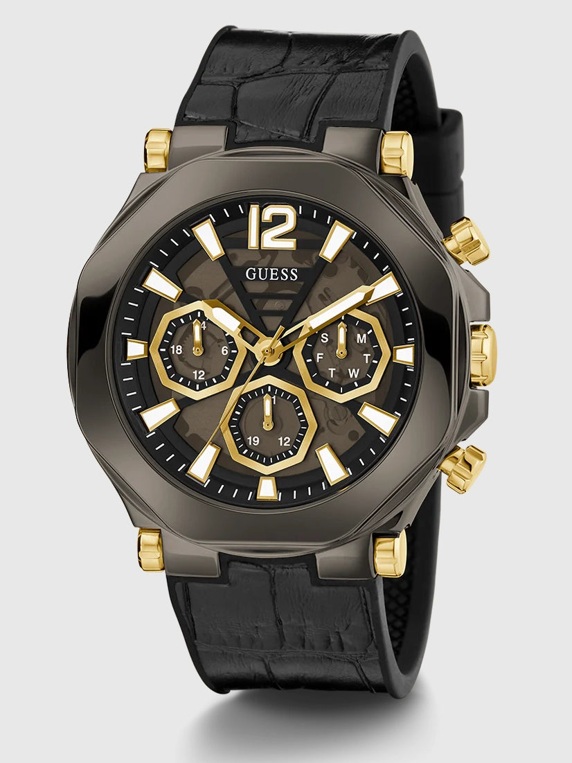 GUESS Mens Black Gunmetal Multi-function Watch,GW0492G1