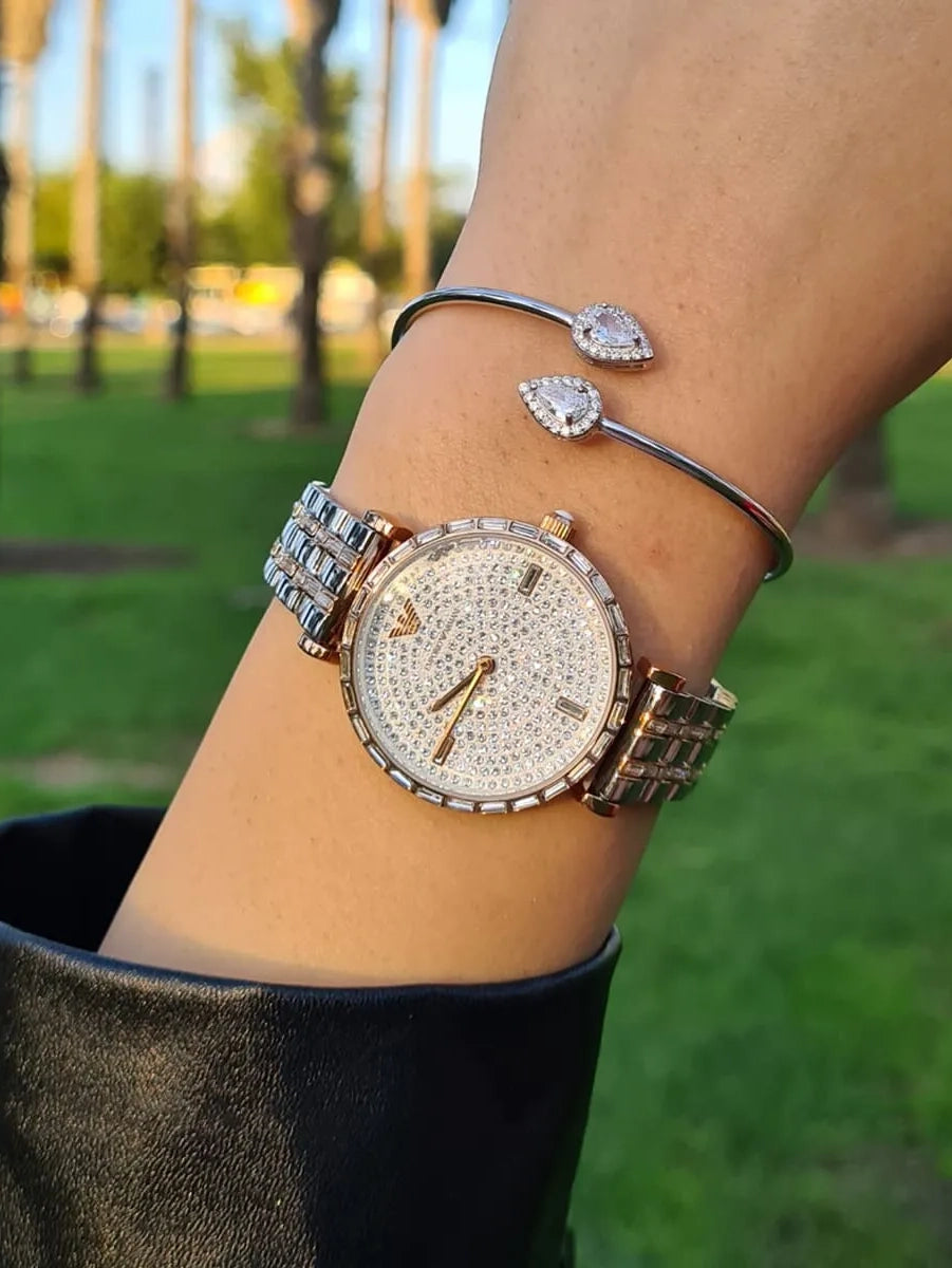Emporio Armani Gianni Women’s Analog Stainless Steel Silver Dial 32mm Watch