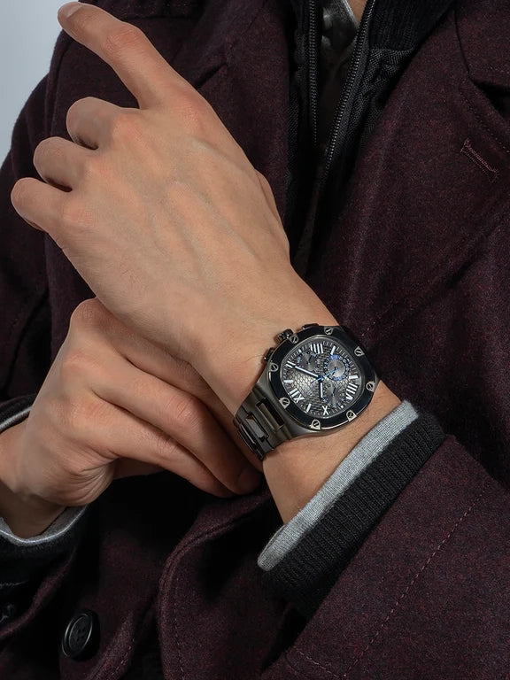 GUESS Mens Gunmetal Multi-function Watch, GW0572G5