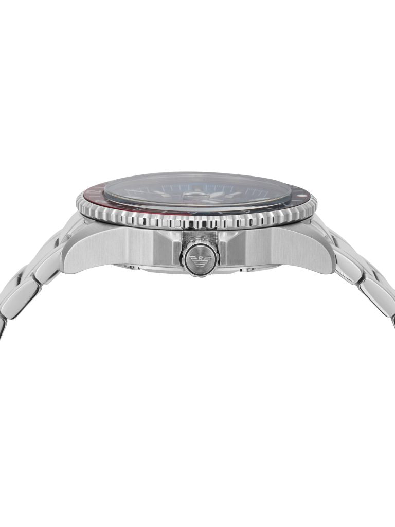 emporio armani gmt dual time stainless steel
