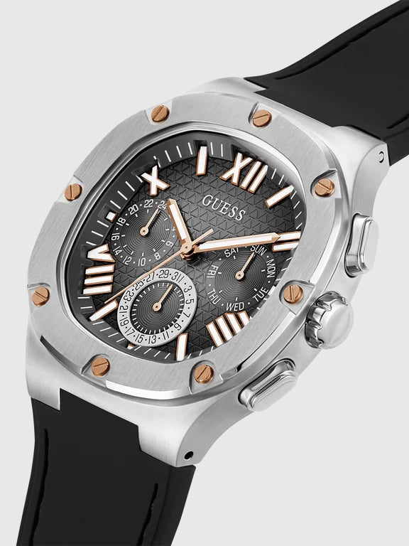 GUESS Mens Burgundy Gunmetal Multi-function Watch, GW0571G1