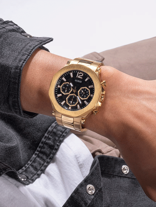 GUESS Mens Gold Tone Multi-function Watch,GW0539G2