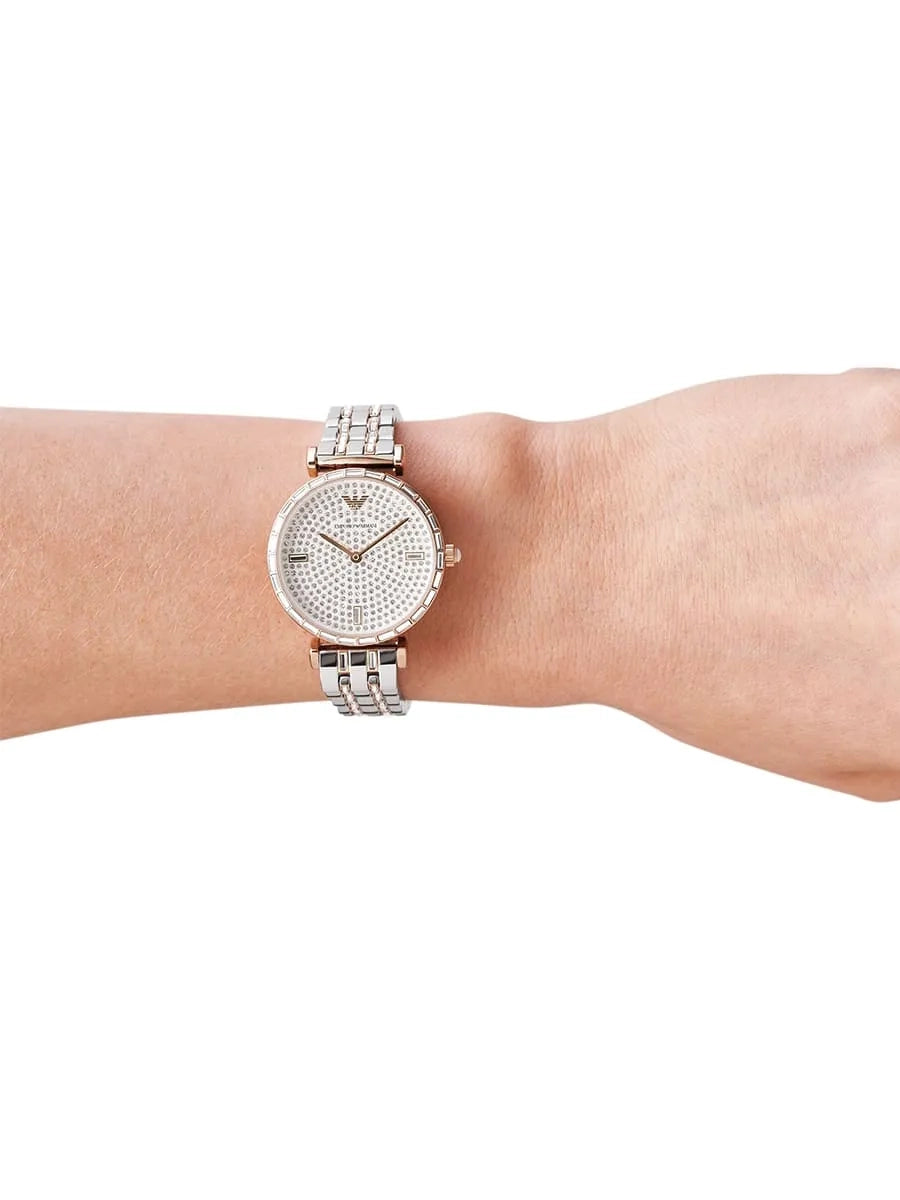 Emporio Armani Gianni Women’s Analog Stainless Steel Silver Dial 32mm Watch