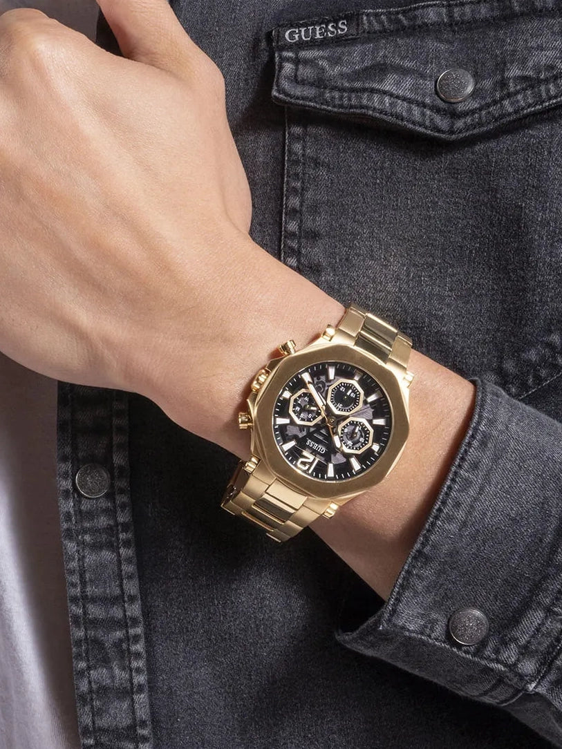 GUESS Mens Gold Tone Multi-function Watch,GW0539G2