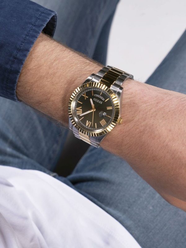 GUESS Mens 2-Tone Day/Date Watch