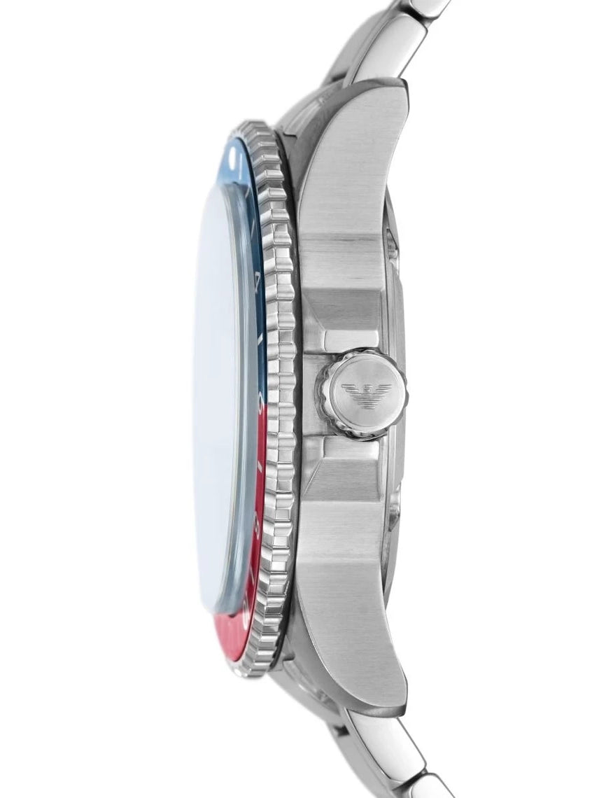 emporio armani gmt dual time stainless steel