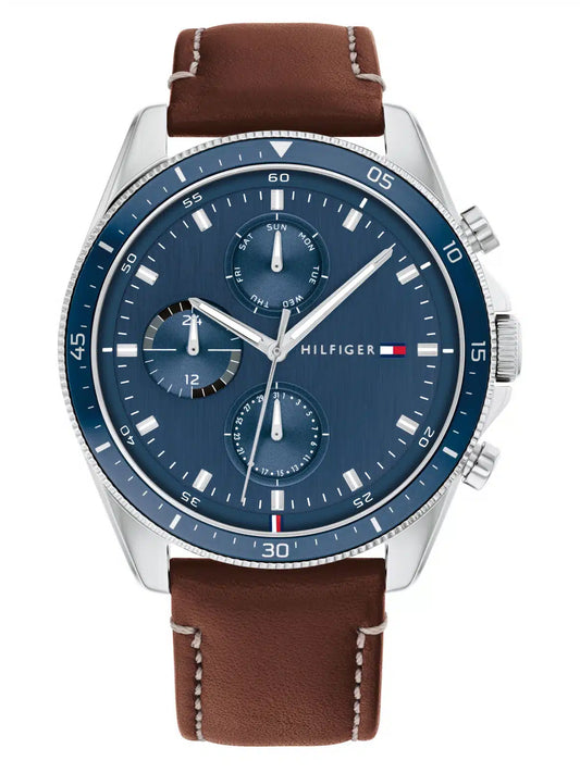 Tommy Hilfiger Brown Leather Men’s Multi-function Watch