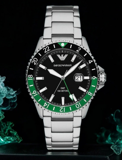 Emporio Armani GMT Dual Time Stainless Steel Watch
