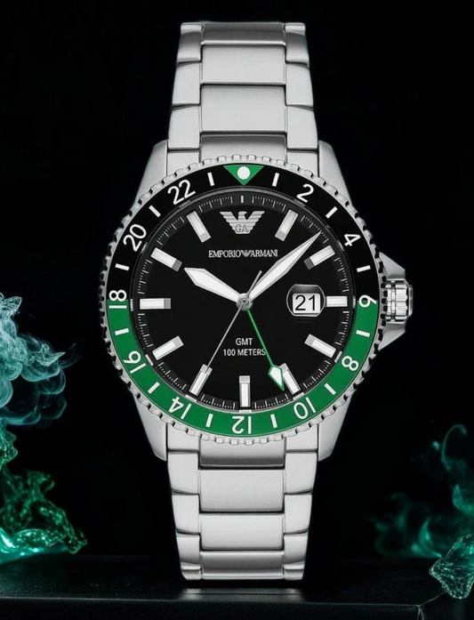 Emporio Armani GMT Dual Time Stainless Steel Watch