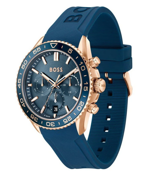 BOSS Blue Runner Men’s Chronograph Watch with Silicone