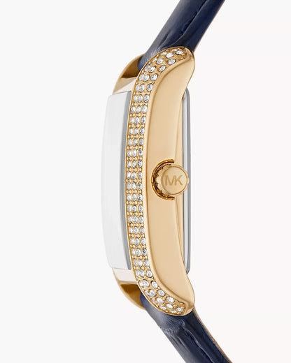 Montre Emery de Michael Kors à trois aiguilles, en cuir façon croco, bleu marine, MK2982