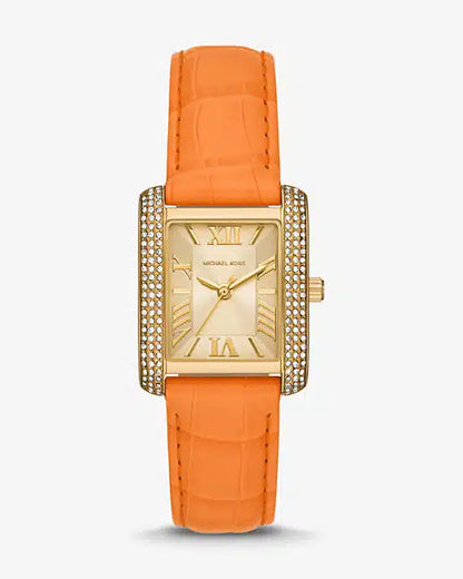 Montre Emery en cuir gaufré à pavé de ton or et à motif de crocodile,MK2983