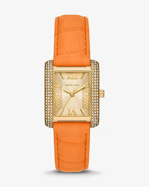 Montre Emery en cuir gaufré à pavé de ton or et à motif de crocodile,MK2983
