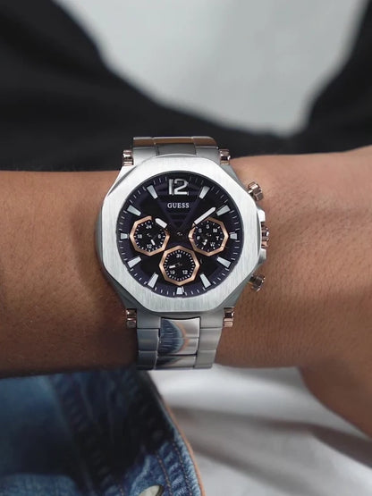 GUESS Mens Silver Tone Multi-function Watch, GW0539G1