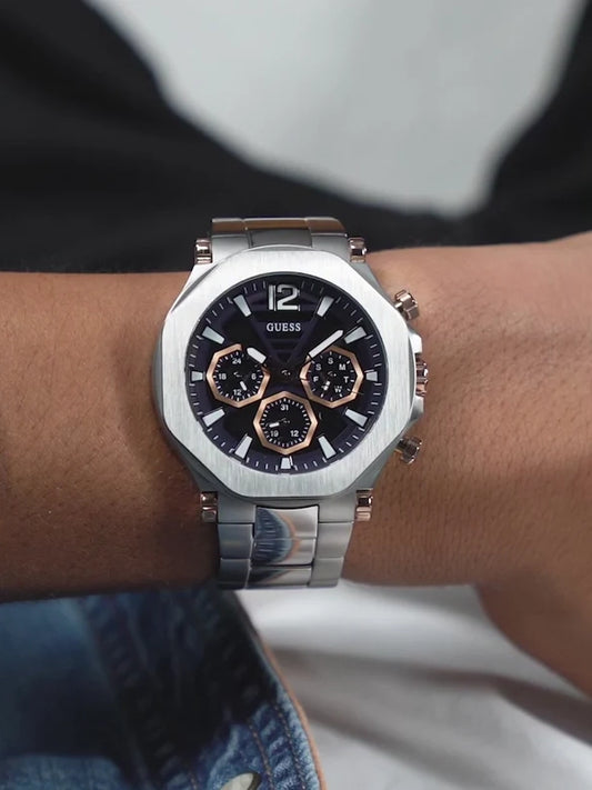GUESS Mens Silver Tone Multi-function Watch, GW0539G1
