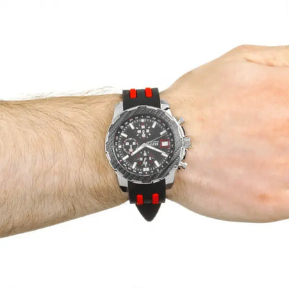 Guess Octane Chronograph Black Dial Two Tone Silicone Strap Watch For Men