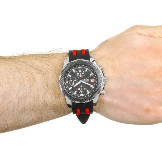 Guess Octane Chronograph Black Dial Two Tone Silicone Strap Watch For Men