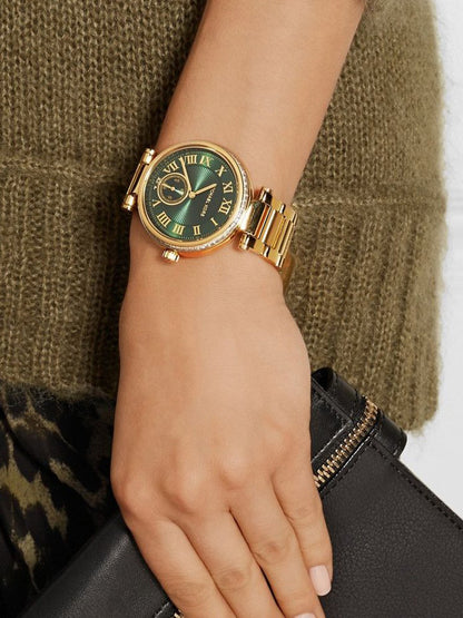 michael kors skylar green dial gold steel