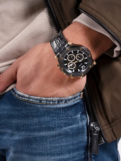 GUESS Mens Black Gunmetal Multi-function Watch,GW0492G1