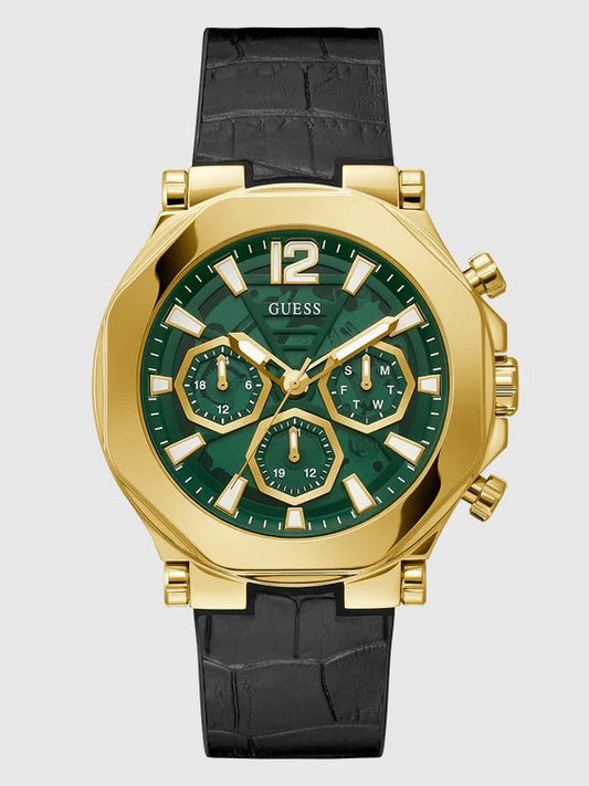 GUESS Mens Black Gold Tone Multi - function Watch,GW0492G3 - visiowatch