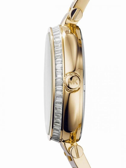 michael kors skylar green dial gold steel