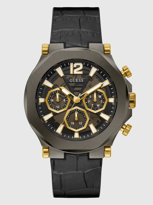 GUESS Mens Black Gunmetal Multi-function Watch,GW0492G1