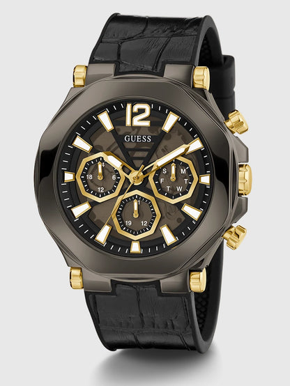 GUESS Mens Black Gunmetal Multi-function Watch,GW0492G1