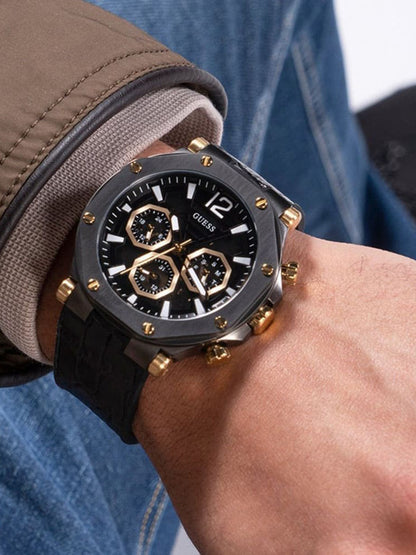 GUESS Mens Black Gunmetal Multi-function Watch,GW0492G1