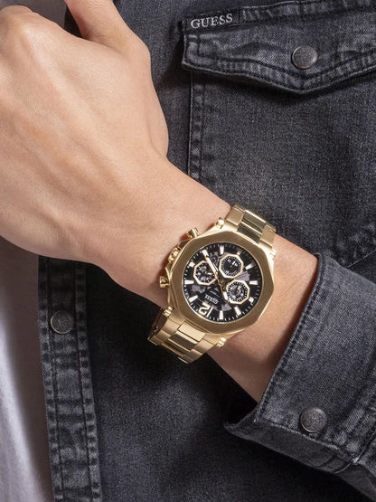 GUESS Mens Gold Tone Multi-function Watch,GW0539G2