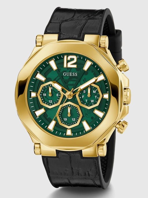 GUESS Mens Black Gold Tone Multi - function Watch,GW0492G3 - visiowatch