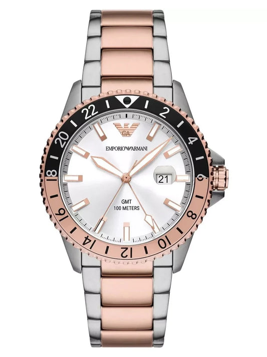 EMPORIO ARMANI SEA EXPLORER GMT WHITE DIAL MEN’S WATCH
