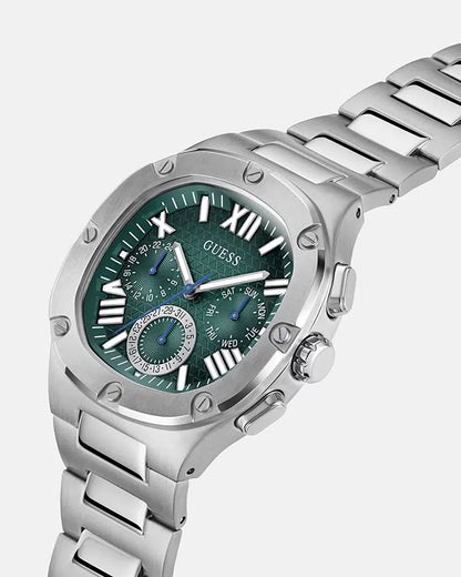 GUESS Mens Silver Tone Multi-function Watch