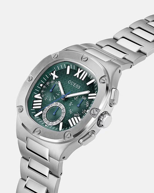 GUESS Mens Silver Tone Multi-function Watch