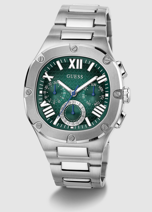 GUESS Mens Silver Tone Multi-function Watch