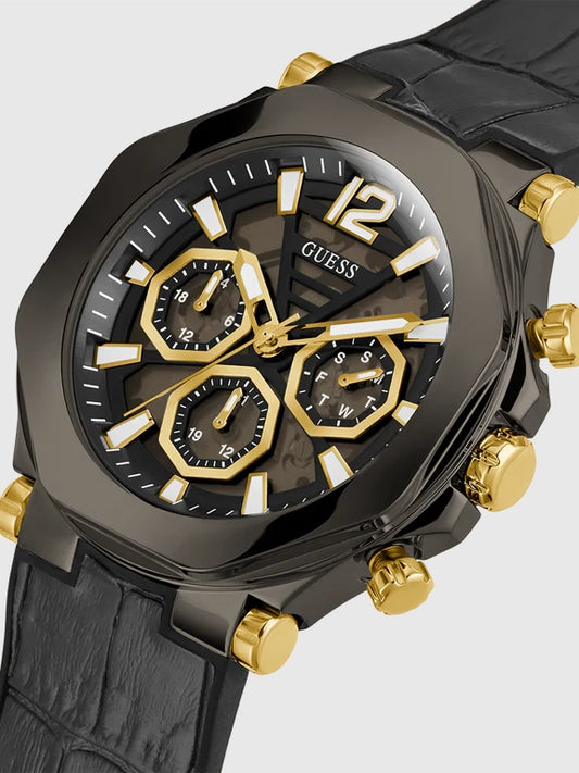 GUESS Mens Black Gunmetal Multi-function Watch,GW0492G1