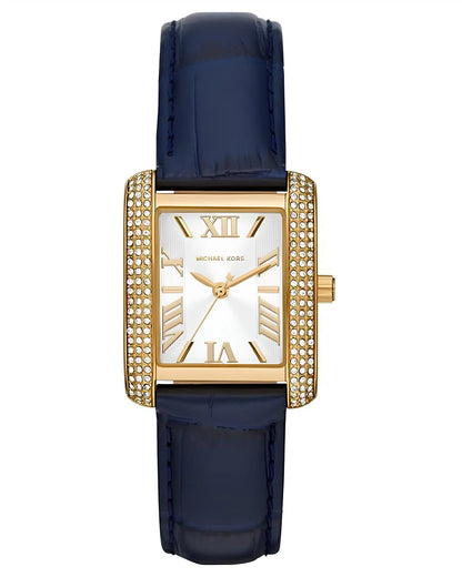 Montre Emery de Michael Kors à trois aiguilles, en cuir façon croco, bleu marine, MK2982
