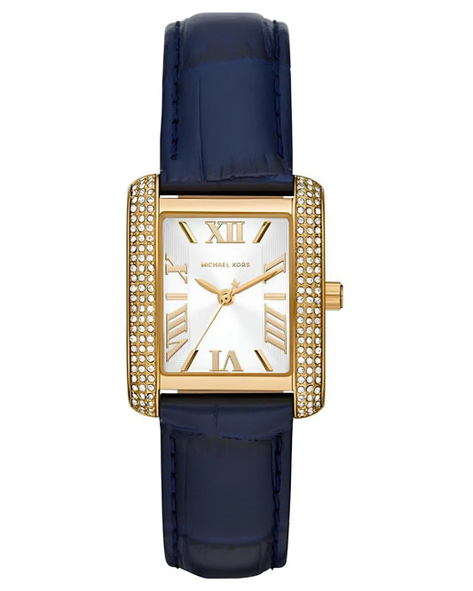 Montre Emery de Michael Kors à trois aiguilles, en cuir façon croco, bleu marine, MK2982